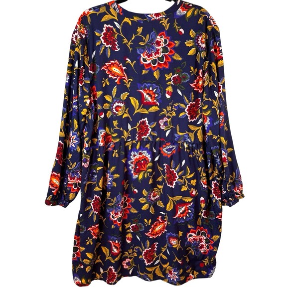 Old Navy Dress Women's Size XL Floral Print Pintuck Long Sleeve Sheath Tassels - Picture 7 of 12